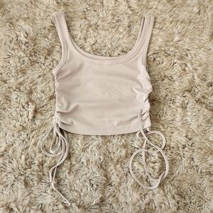 Cider Cinched Side Cropped Ribbed Tank Top Gray Women's Size Medium